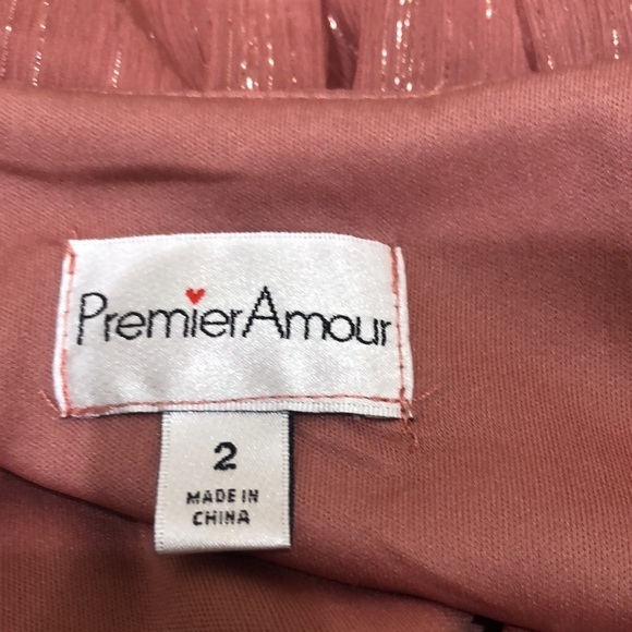 Francesca’s Collection Premier Amour Maxi Dress Size 2 Mauve Pink Gold Striped - Picture 6 of 10